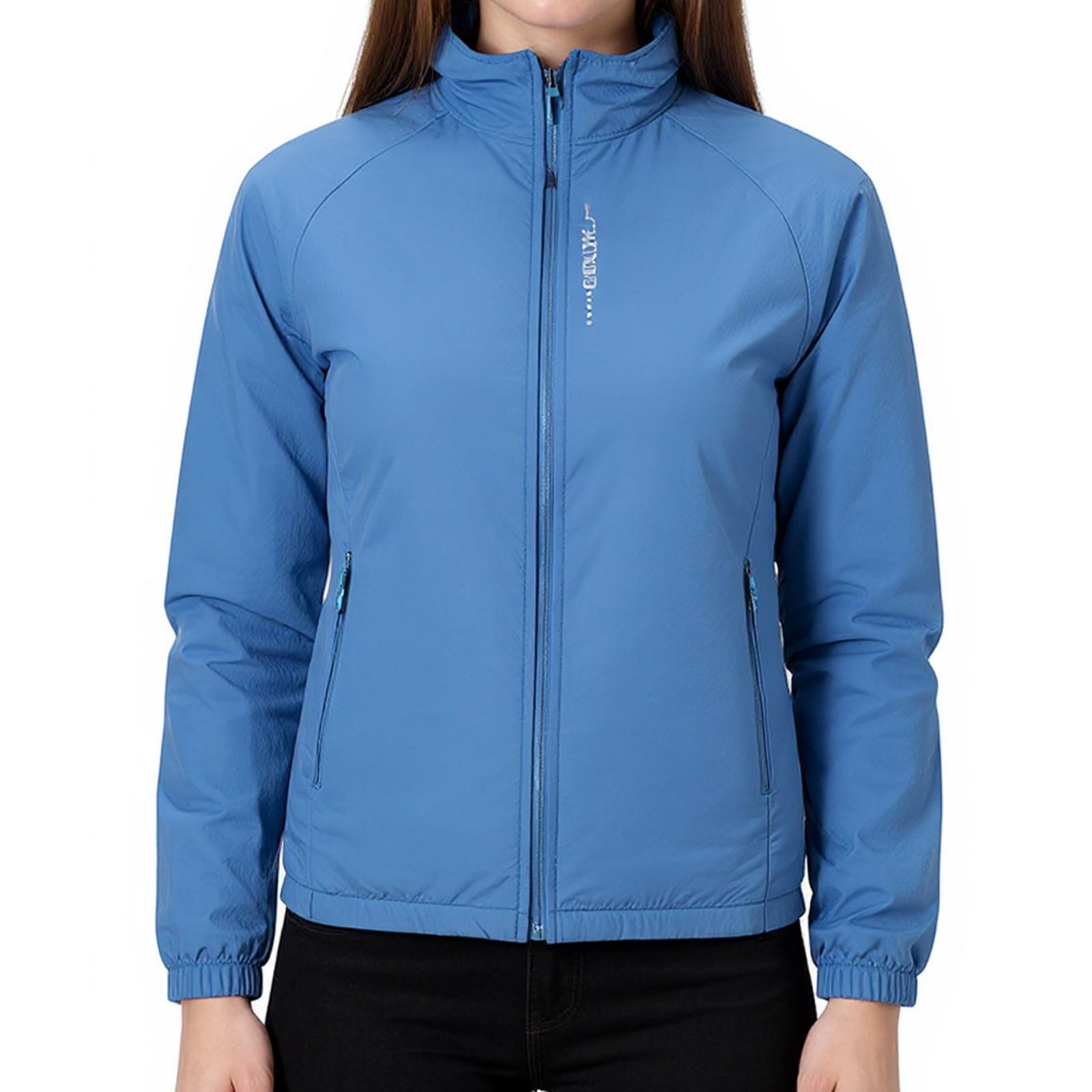 

Куртка женская водонепроницаемая ветровка легкая дождевая куртка с карманами упаковываемая дождевик для женщин с капюшоном M синий