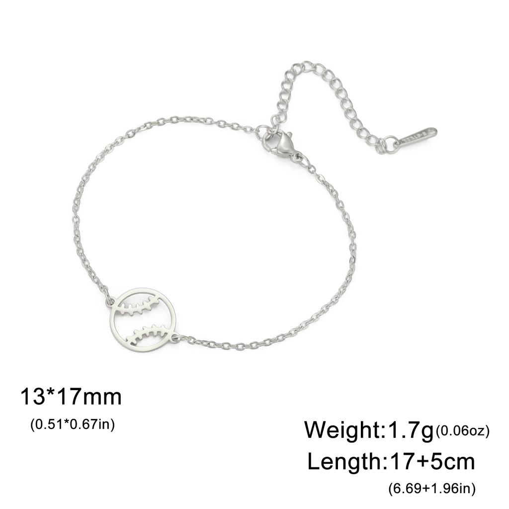 Teamer Braccialetto con Ciondolo Racchetta da Baseball Tennis Acciaio Inossidabile Braccialetto con Pallina Sportiva per Donne Ragazze Gioielli Casual Raffinati