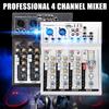 4 Channel Mixer Mini Professional Live Studio Audio Mixer USB Mixing Console DJ Stage KTV Black/silver 48V 23.6*19.3cm