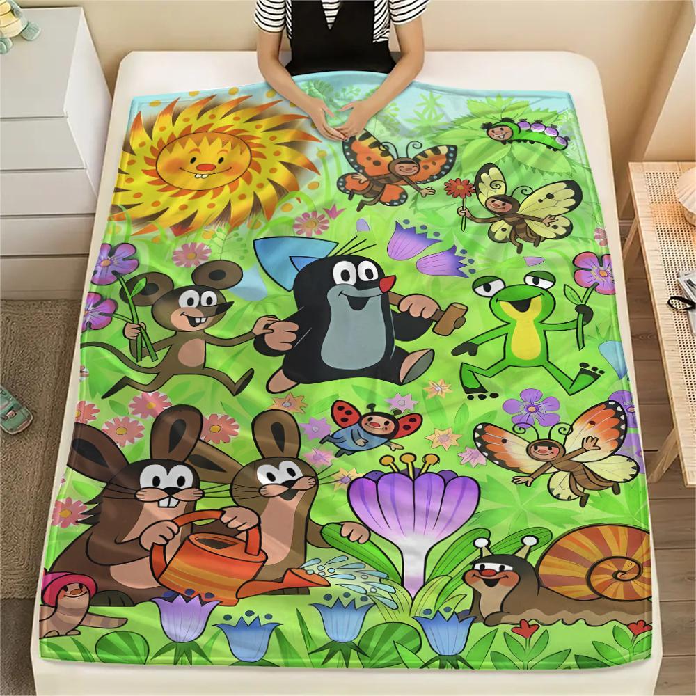 

1PC Krtecek Print Flannel Blanket, High quality All Seasons, Home Decor, Warmth and Comfort, Perfect for Christmas Gifts 80cm x 120cm