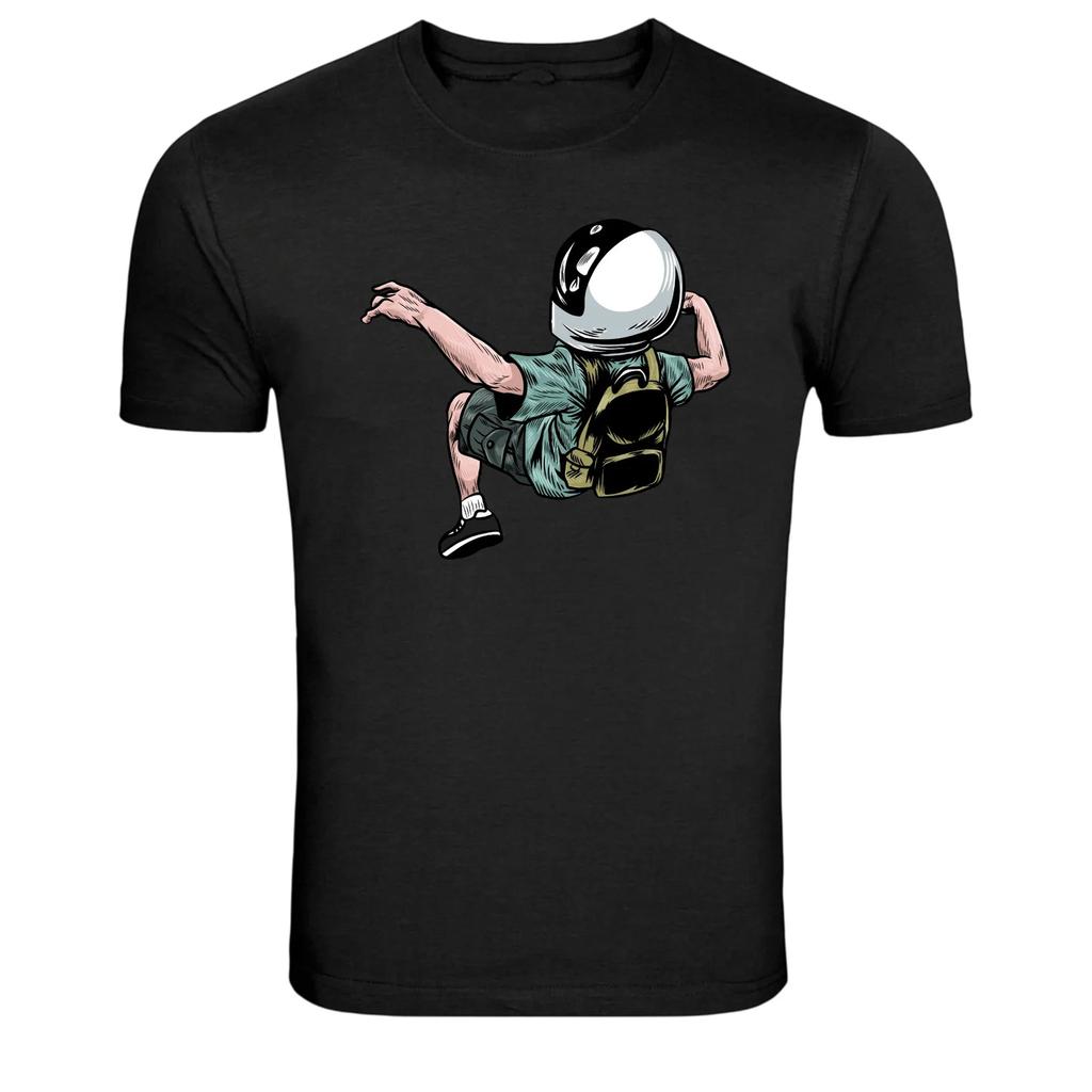 Floating Astronaut Backpack Space Explorer Graphic T-Shirt