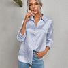 Elegant Office Lady Long Sleeve Leopard Jacquard Blouse Turn Down Collar Button Shirt Spring Autumn Fashion Tops