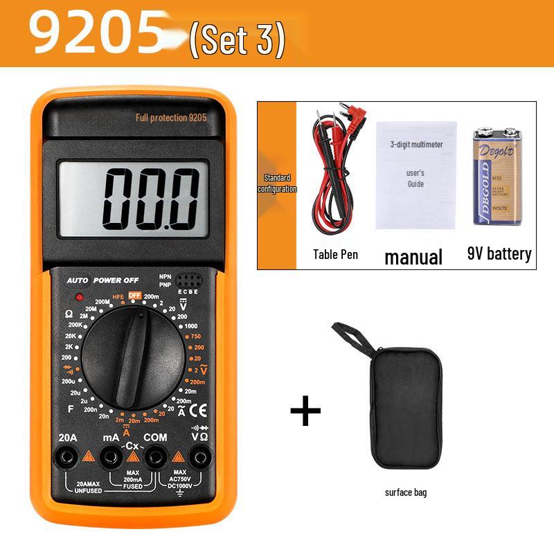 9205 Auto Digital Multimeter: Multifunctional, Intelligent, Anti-Burn, with Auto Shutdown for Household Electrical Repairs.