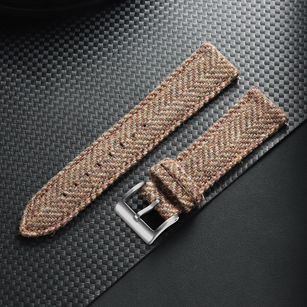 18/20/22mm Schnellverschlussarmband Echtes Leder Nylon Uhrenarmband Vintage Tweed-Webart Armband für Herren Damen Universelles Armband