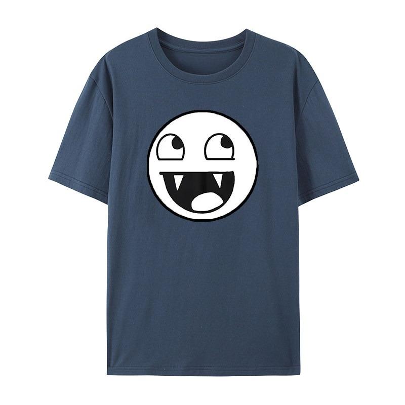 Trendy Classic and Fun Face Emojis Blue Casual Tshirts Mens and Womens Luxury Brand Tops