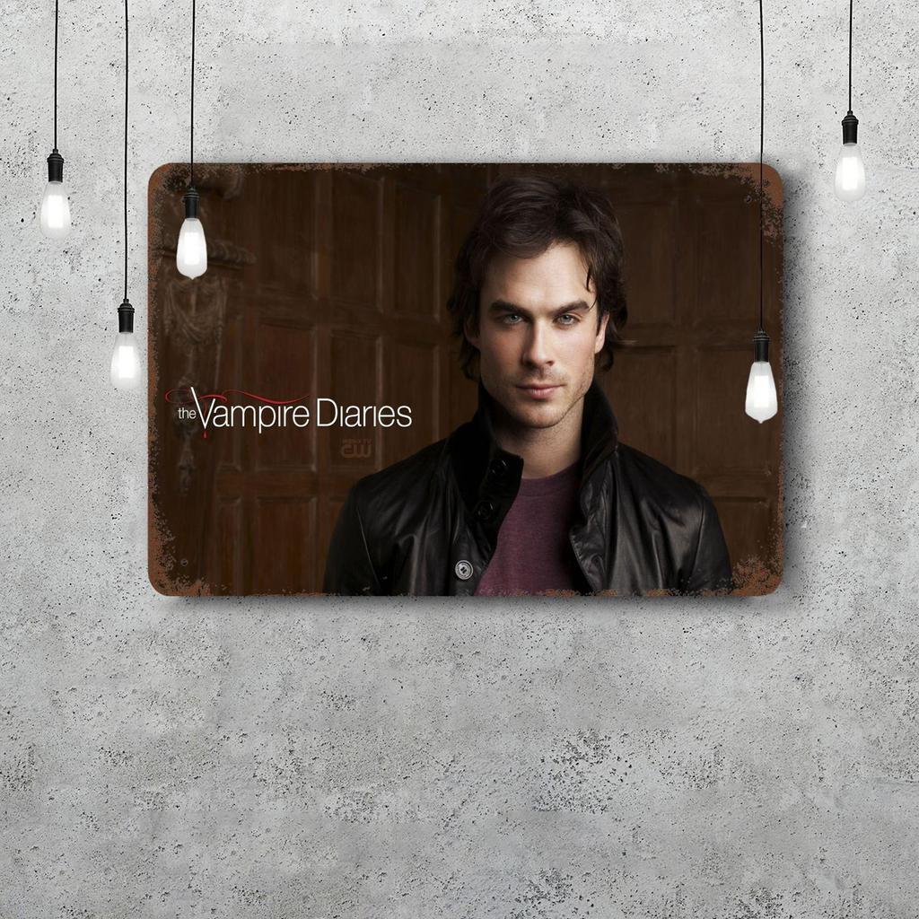 Damon Salvatore Decor Poster Vintage Tin Sign Metal Sign Decorative Plaque for Pub Bar Man Cave Club Wall Decoration