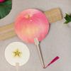 Fruit Print Fan with Wooden Long Handle Portable Lightweight Outdoor Travel Camping
