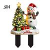 Durable Acrylic Yard Signs Santa Claus Garden Stake, Christmas Snowman Sign, 2D Decorations Flat Snowy Cottage Ornament for Lawn Pathway Holiday