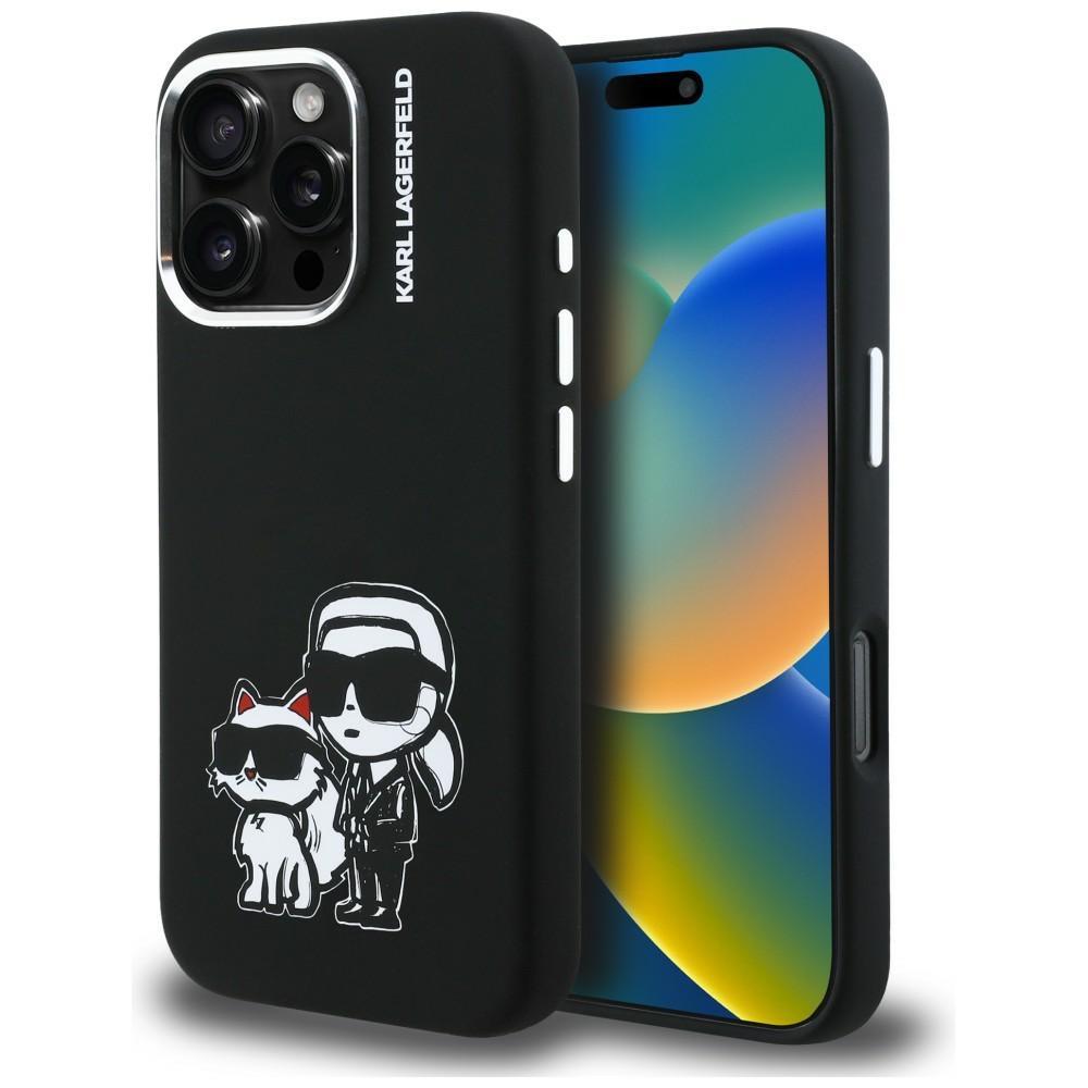Karl Lagerfeld Silicone Karl&Choupette Sketch MagSafe Case for iPhone 16 Pro Black