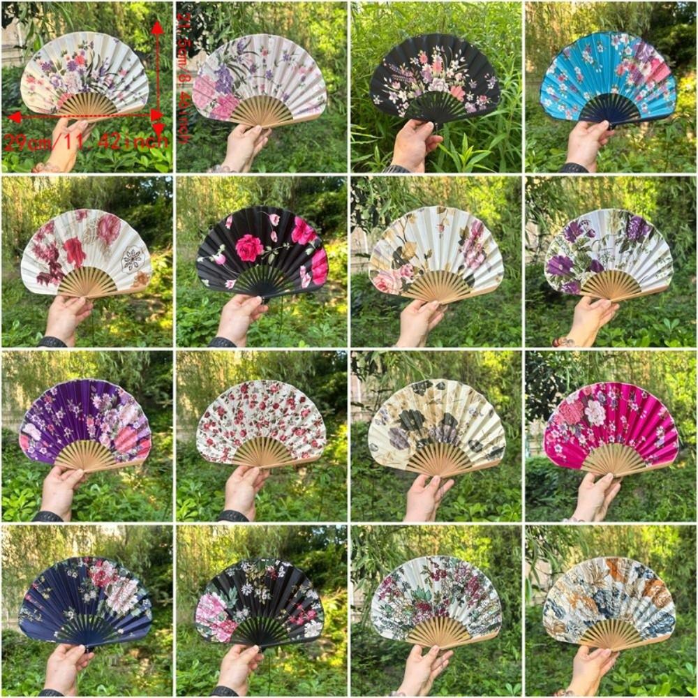 Flower Pattern Japanese Shell Folding Fan Shell Shape Chinese Style Fan Dance Fan  Home Decoration