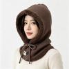 Solid Color Knitted Hooded Cap Wool Blend Earflap Hat Simple Winter Cap  Outdoor