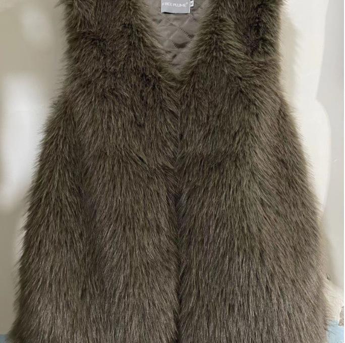 Women's imitation fur light autumn and winter vest medium and long imitation raccoon hair imitation mink fur imitation fox hair jacket