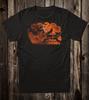 Retro Halloween Tee T Shirt Victorian Goth Witch Black Cat Chariot