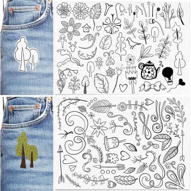 Floral Water-Soluble Non-Woven Fabric Adhesive Embroidery Stabilizer (2 Sheets)