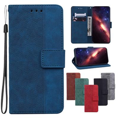 Geometric Embossed Leather Case for Motorola G35 G55 G85 G34 G04 G84 G54 G14 E13 Kickstand Wallet Card Slots Book Cover Holster for Motorola Edge 50