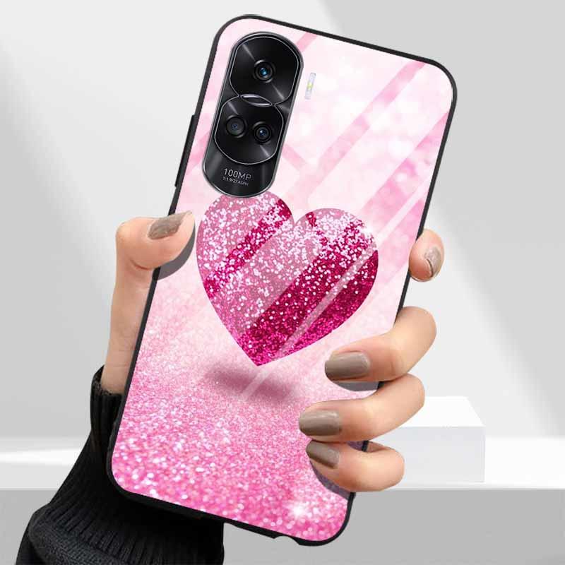 Tempered Glass Hard Cover For Honor 90 Lite 5G Case Lovely Marble Funda Coque For Honor 90 Pro Honor90 90Lite 90Pro Phone Shells