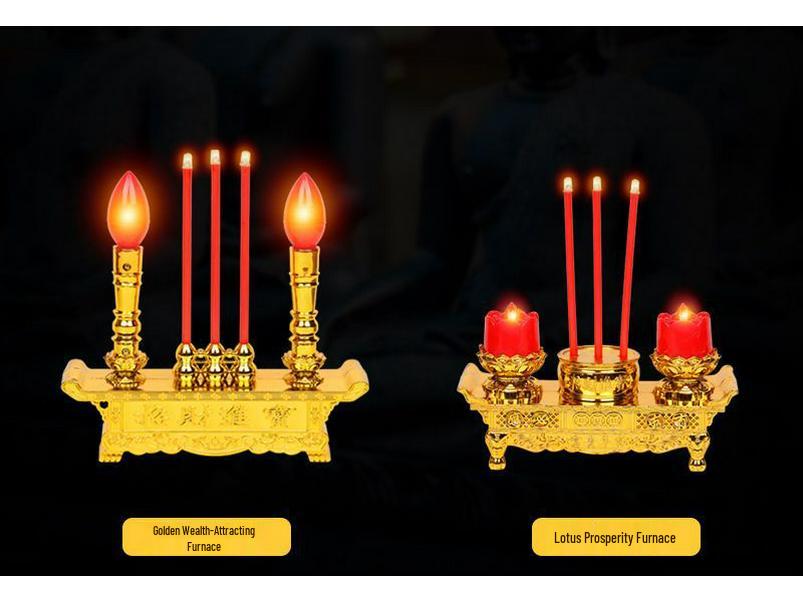 Dual-Use LED Incense & Candle Holder for Ancestor Worship (Battery-Free)