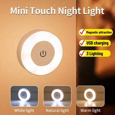 Veilleuse LED Rechargeable 6W avec Interrupteur Tactile Lampe Murale sans Fil Lampe de Lecture pour Livre 3 Couleurs Graduable pour Chambre à Coucher Armoire