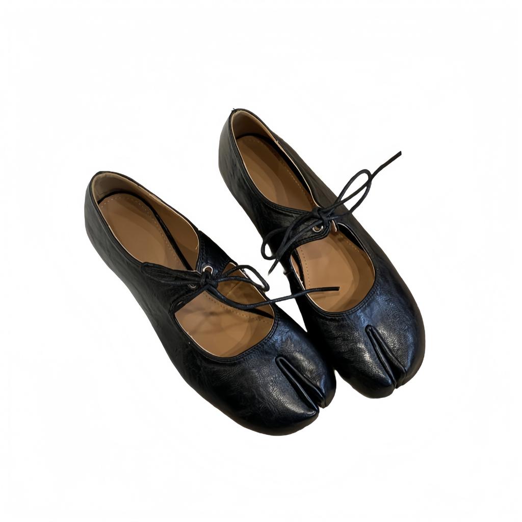 2025 autumn and winter new retro casual inner height increase single shoes women's lace-up bow leather shoes ballet shoes