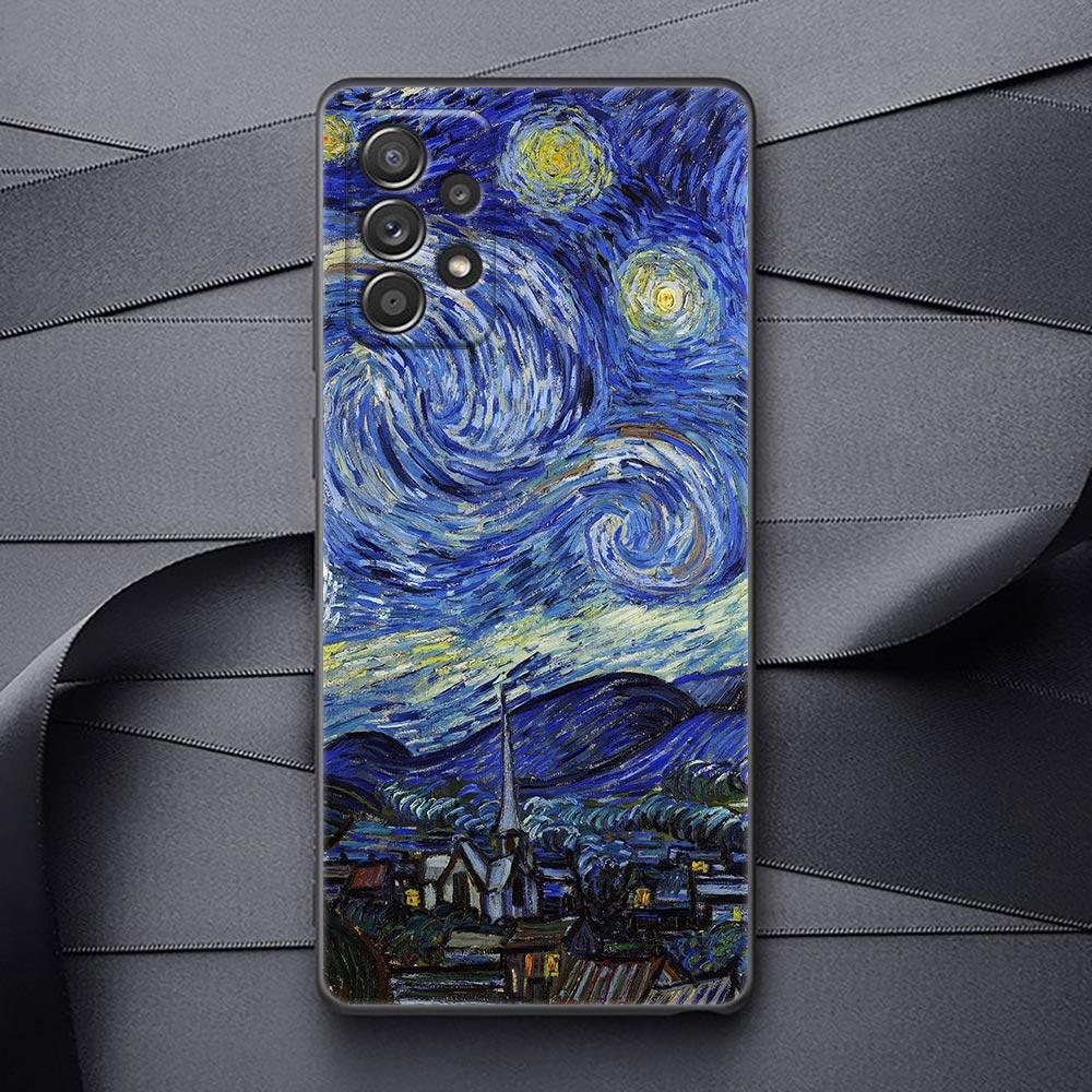 Oil Painting Phone Case For Samsung Galaxy A32 A33 A31 A23 A22 A21S A13 A12 A11 A03 A02 5G Cases Cover Cat Van Gogh Starry Night
