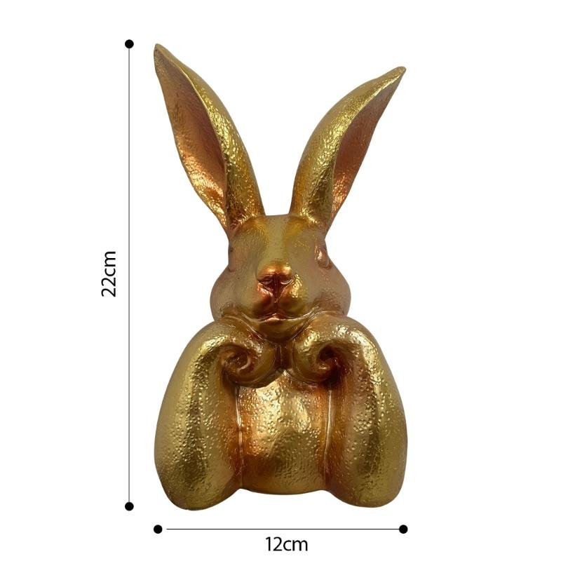 Figura de Coelho Dourada Antiga Envernizada Elegante Exibição de Primavera Artesanal Sazonal Acento para Casa Para Sala de Estar Quarto