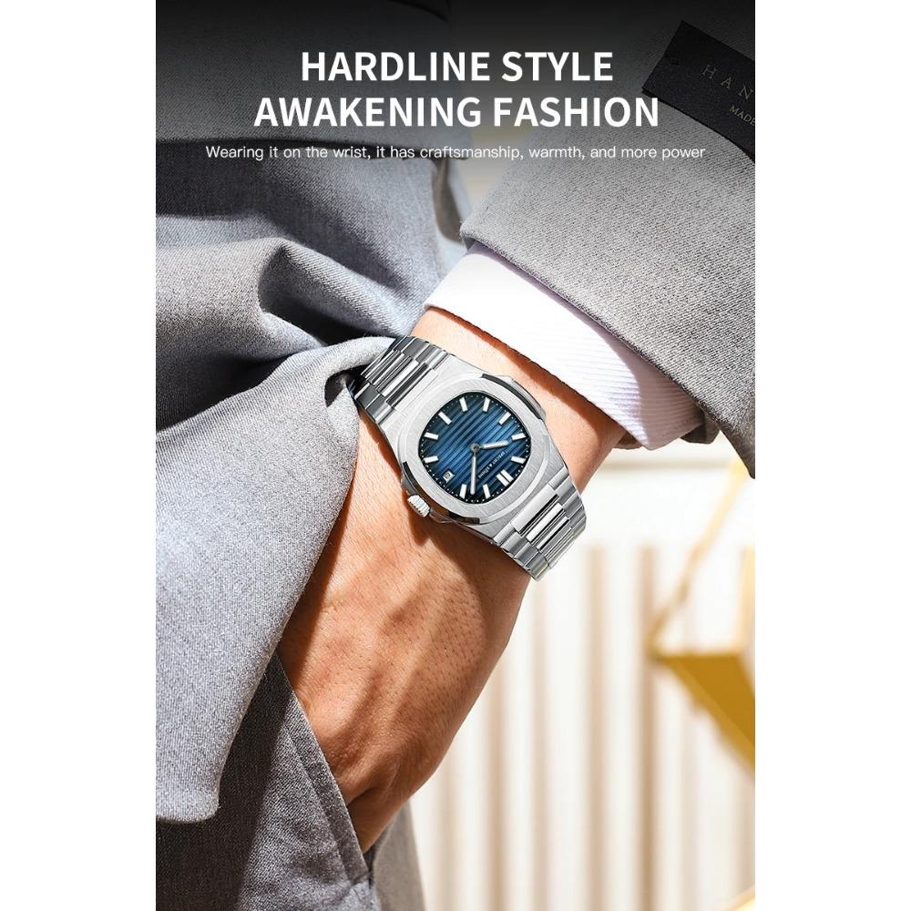 Specht & Söhne New Fashion Ultrathin Mens Watch 39MM Quartz Wristwatch Stainless Steel Waterproof Calendar 5711 Watches For Men