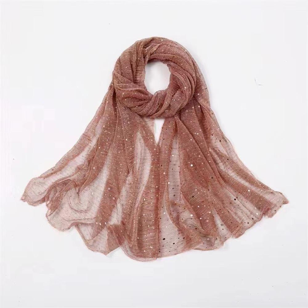 155×70cm Sequin Scarf Thin Transparent Hijab Luxury Headscarf  for Women