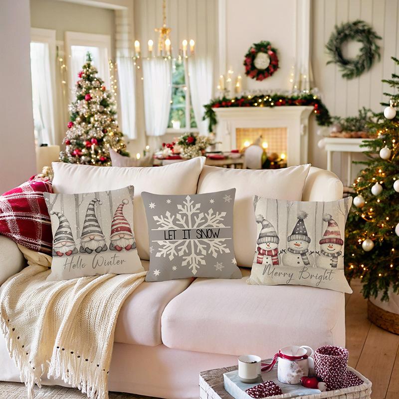 Christmas Printed Pillowcase Polyester Home Sofa Decorative Pillow Festive Atmosphere Cushion