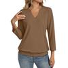 Womens Collared V Neck 34 Sleeve Shirts Business Casual Tops Loose Fit Tunic Blouse Work Professional Office Wear M3XL