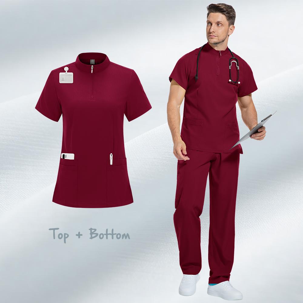 Nursing Scrubs Set Anti-Wrinkle Medical Surgical Gown Hospital Scrub Top Doctor Nurse Special Scrub Uniform Men Women
