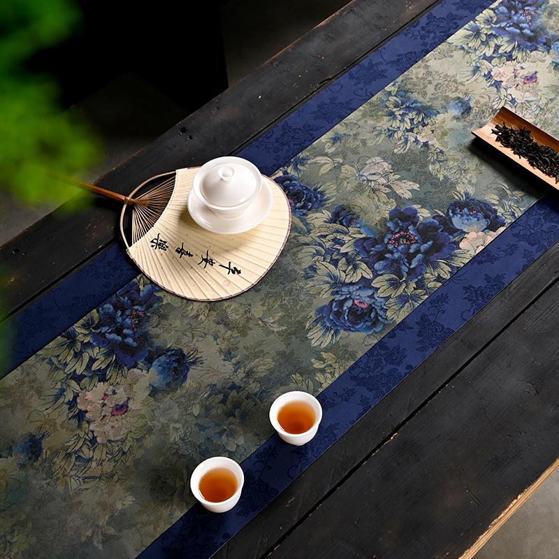 Tea Mat Waterproof and Non-slip Tea Mat Light Luxury High-end Handmade Zen Table Flag New Chinese Table Fabric Tea Flag