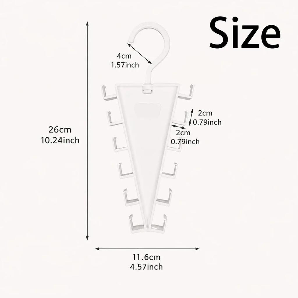 V-Shaped Hanger 360° Rotatable Storage Holder With 12 Hooks Double Sided Wall Mounted Hanger Space Saving Hat Rack Wardrobe Rack