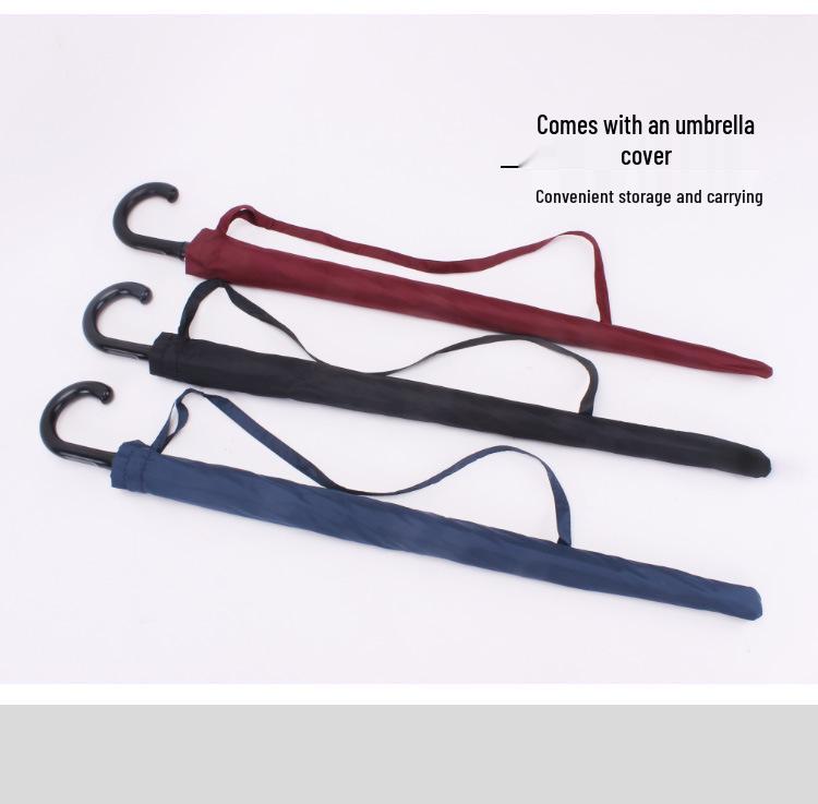 Extra Large Black Retro Men's Umbrella with Long Straight Hook Handle and Blank Logo