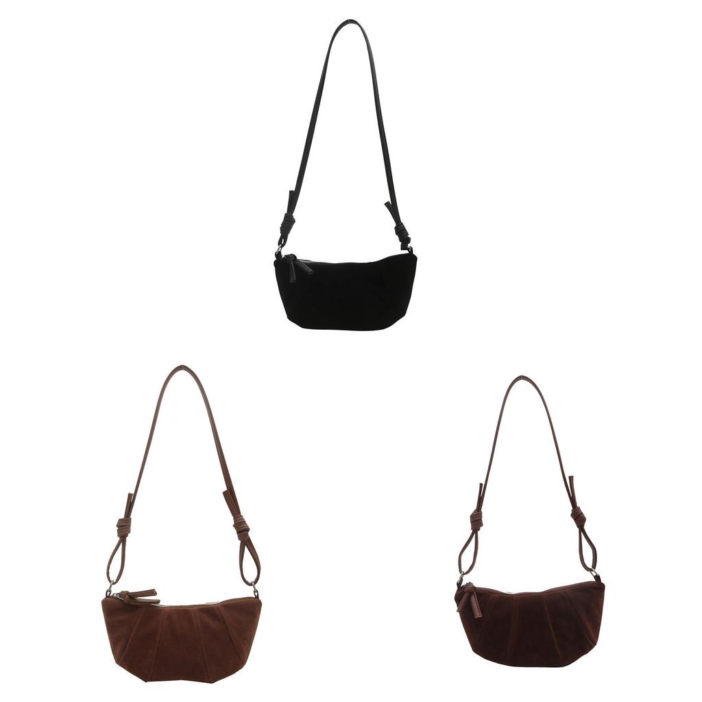 Retro Velvet Dumpling Shoulder Bag With Stitching Detail For Street Style Fashion