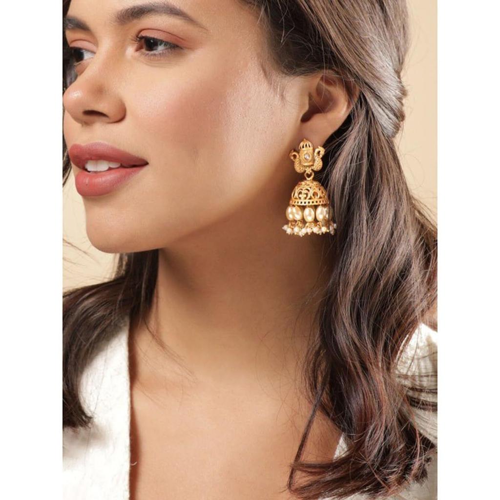Jhumka Earrings Gold Plated Stylish Traditional Trendy Jewellery Gift for Women & Girls