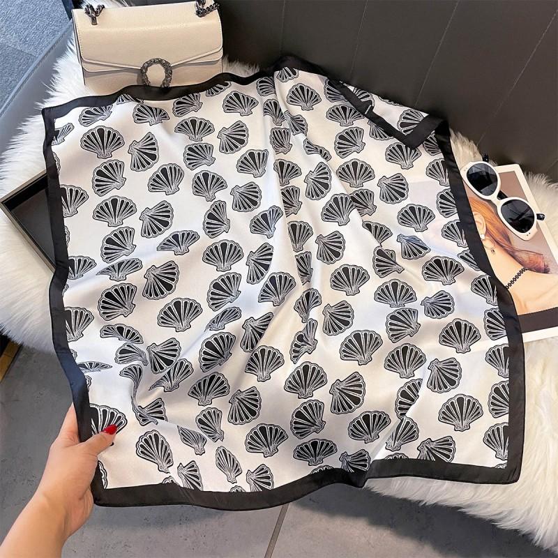 70x70cm Lightweight Silk-Look Square Scarf Women French Chic Hair Band Office Accessory Viscose 96%