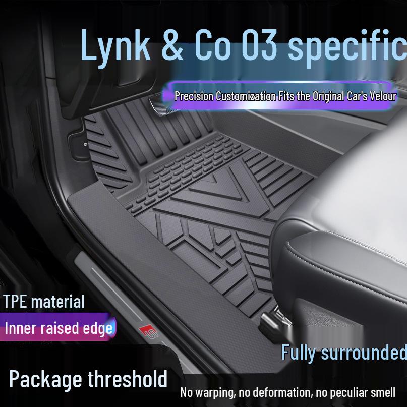 Полные коврики TPE для Lynk & Co 03+ с грязезащитой порога. Single-layer Upgraded TPE Mats