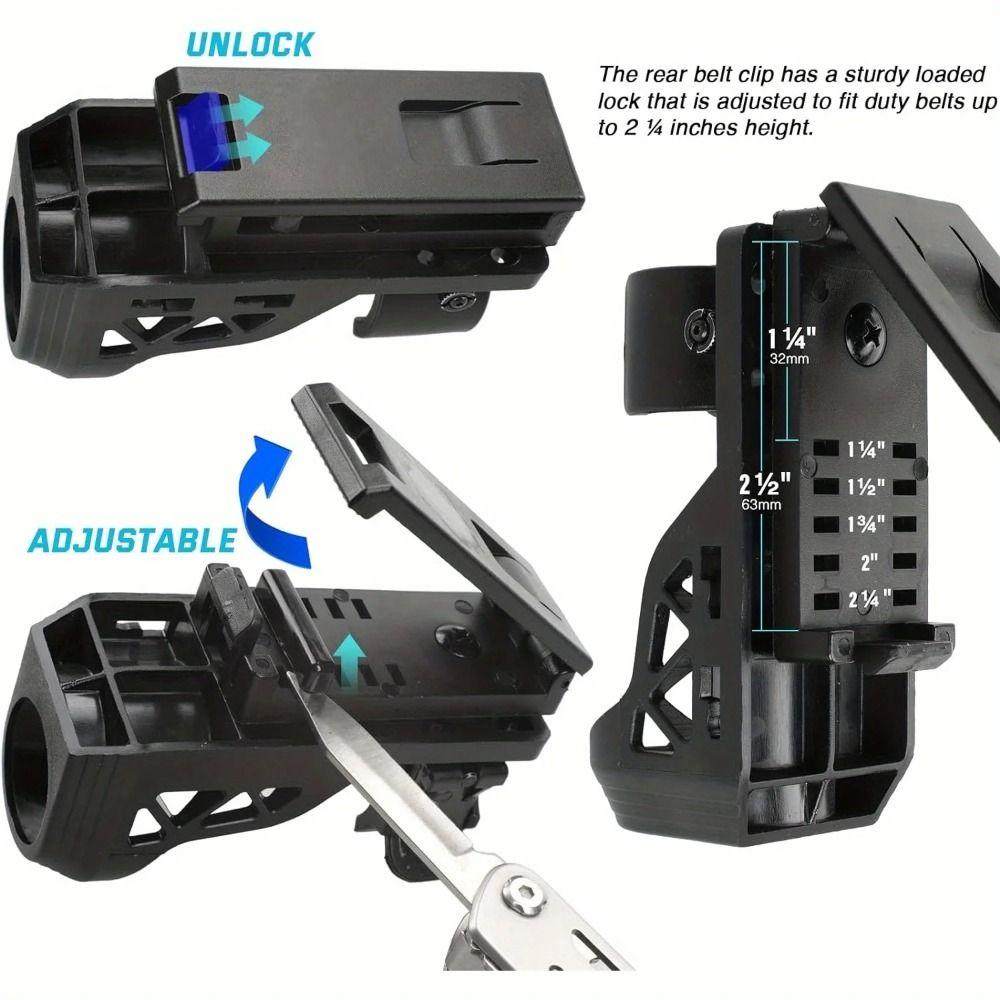 With Lever Side Lock Flashlight Belt Holder 360° Rotating Flashlight Cover  Storing a Flashlight