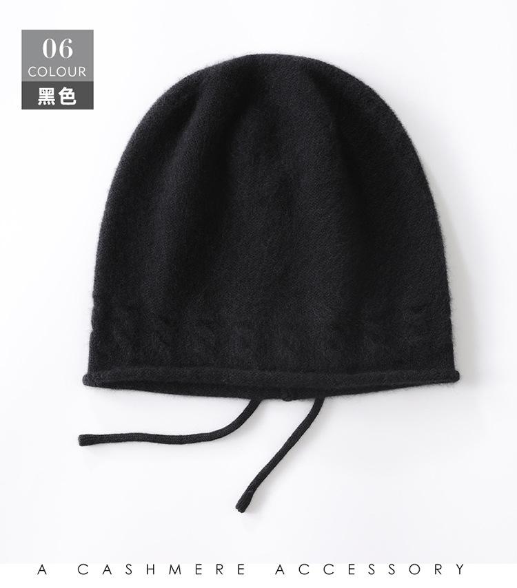 Winter new cashmere hat women's sports outdoor riding ear protection warm head hat drawstring sleeve head cold hat