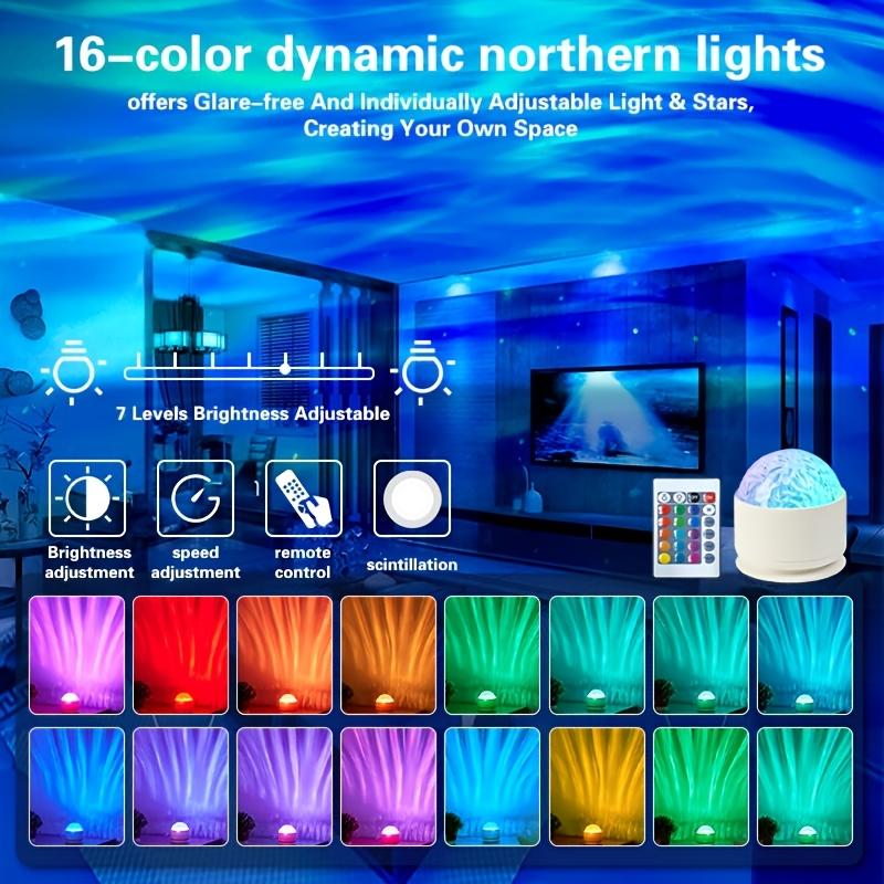 Starry Sky Galaxy Northern Aurora/Water Ripple LED Night Light 16 Color 360°Rotating RGB USB Lamp Remote Projector Ambient Light