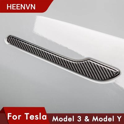 Ny ModelY Bilhandtag För Tesla Model 3 2023 Model Y Tillbehör Dörrskydd Klistermärke Model3 Kolfiber ABS Tre