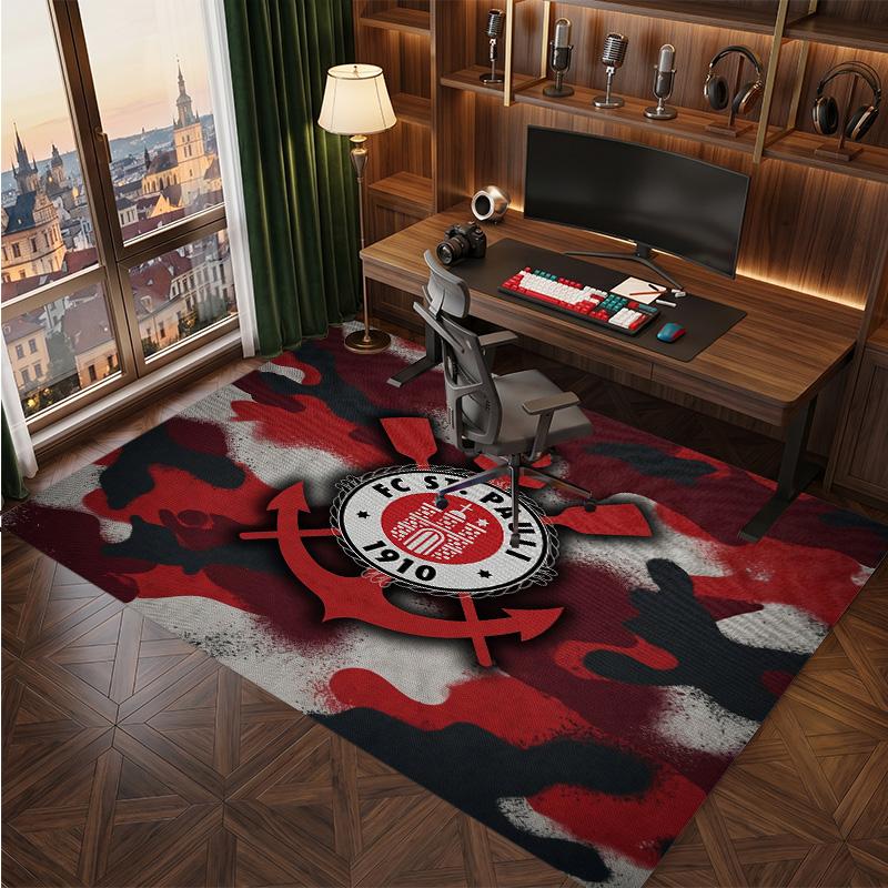 FC St. Pauli Voetbal Print Kristalfluweel Tapijt, Comfortabel Waterabsorberend Antislip Binnen Vloerkleed