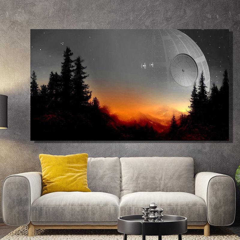 Star Universe Berge Landschaft Weltraumkrieg Poster Drucke Leinwand Malerei für Wohnzimmer Büro Wand Kunst Bilder Wohnkultur