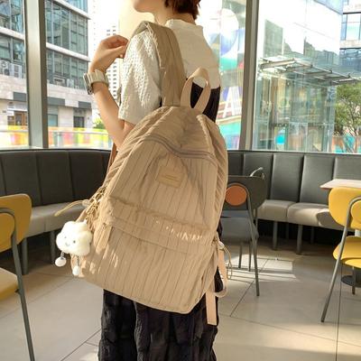 Junior High School Girls Schoolbag Girls Solid Color Versatile Large Capacity Backpack Small Fresh Travel Lightweight Backpack