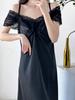 Women's Spaghetti Strap Mulberry Silk Nightgown with Built-in Bra - Chic Summer Dress & Pajamas
