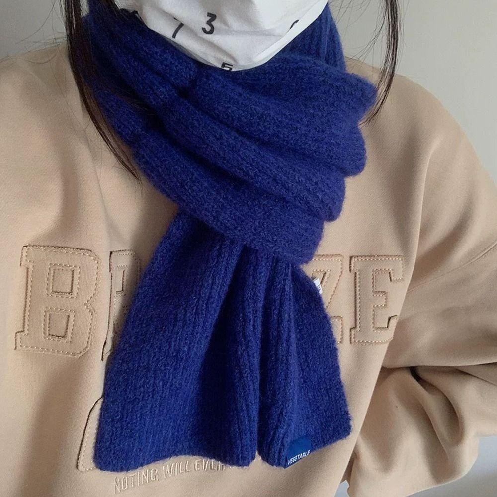 Thicken Cross Scarf Solid Color Short Neckerchief Winter Warm Neck Scarf  Women