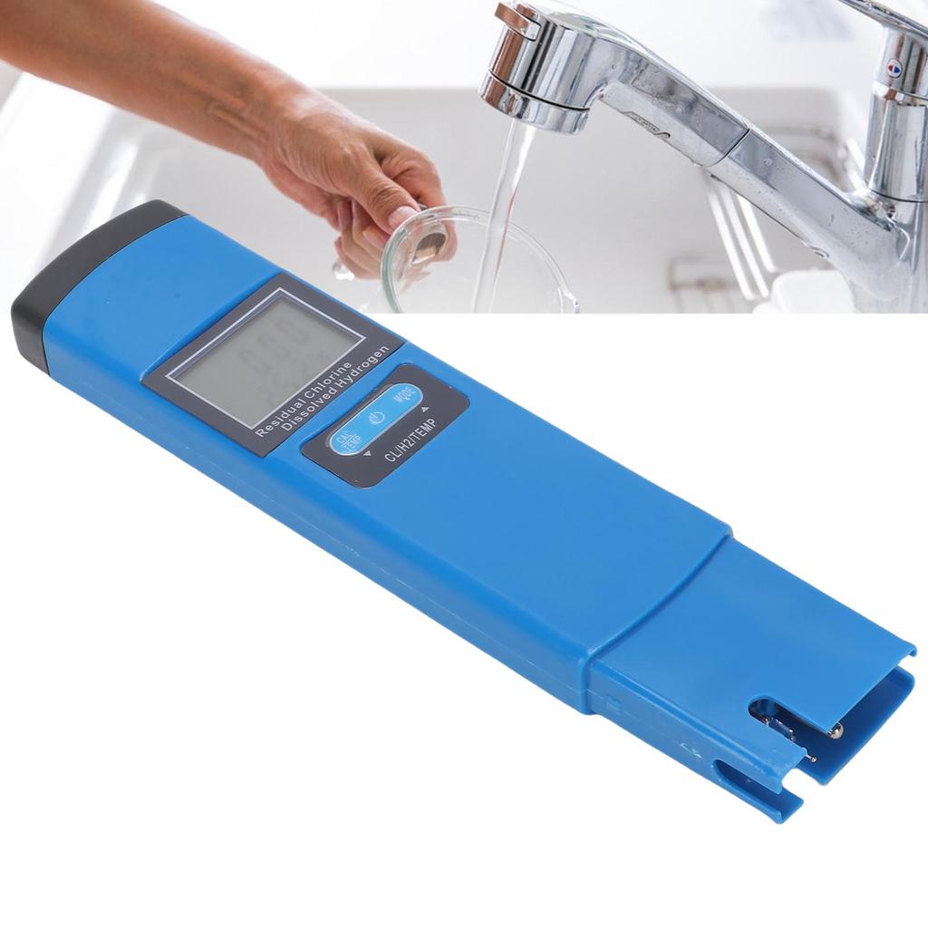 Aquarium Water Meter 3 in 1 Design Digital Backlit Display Hydrogen Temp Water Tester for Pond Fish