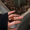 Fashionable Resin Jewelry Ring Featuring Deep Amber Shade Versatile Accessory For Casual Or Formal Outfits