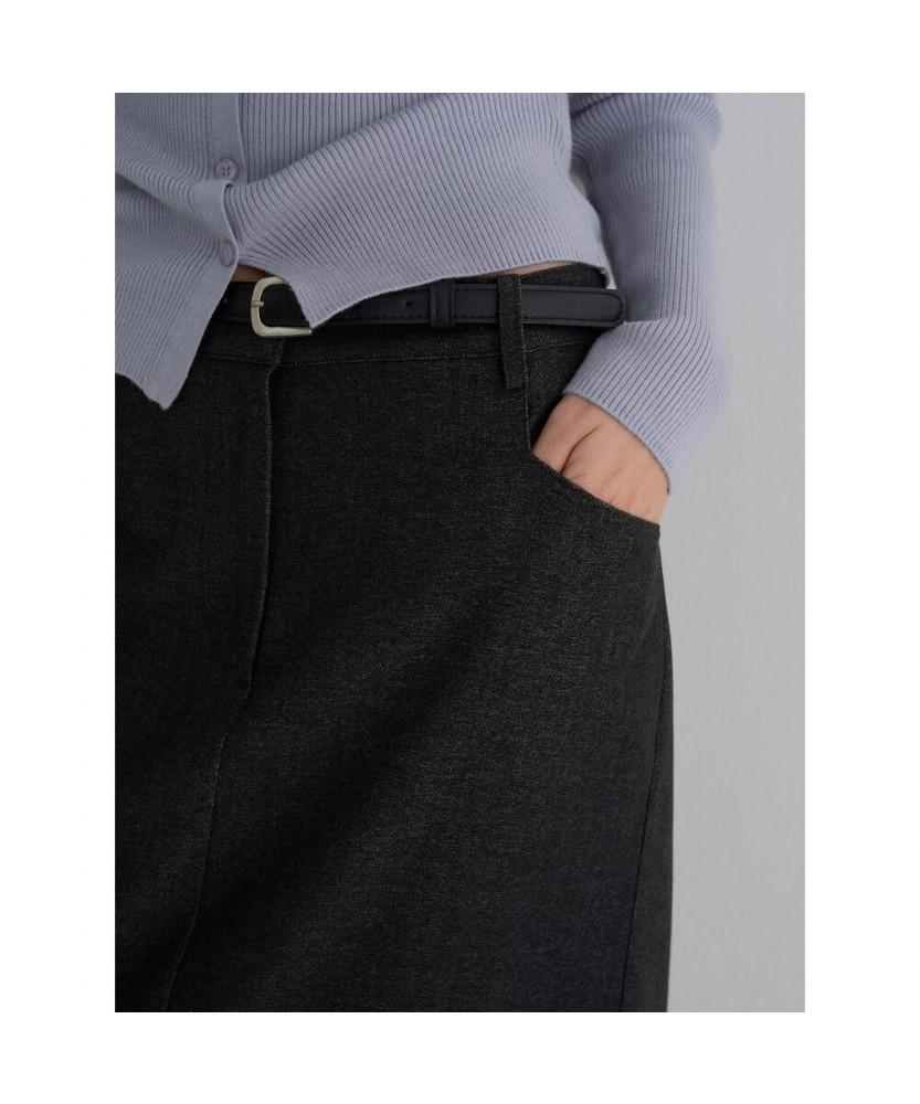 8SECONDS Belted H-Line Long Skirt Ash