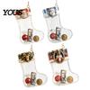 Decorative Stocking for Christmas Tree Fillable Acrylic Ornament, Transparent Candy Filled Plush Glitter Ornaments Hanging Decor, Santa Snowman
